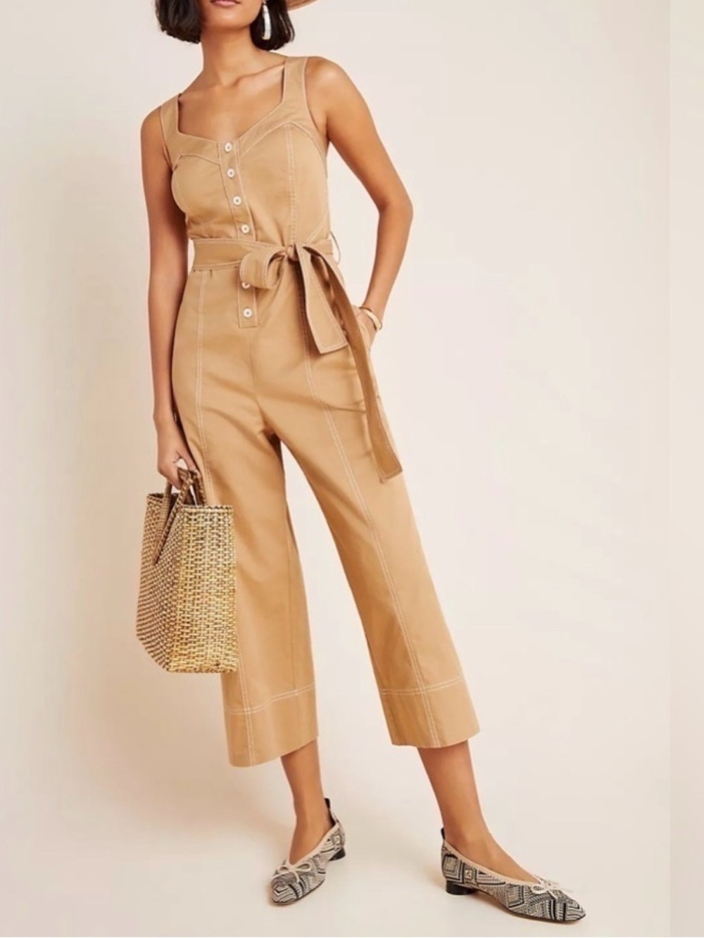Anthropologie Current Air Cropped Jumpsuit sz Small